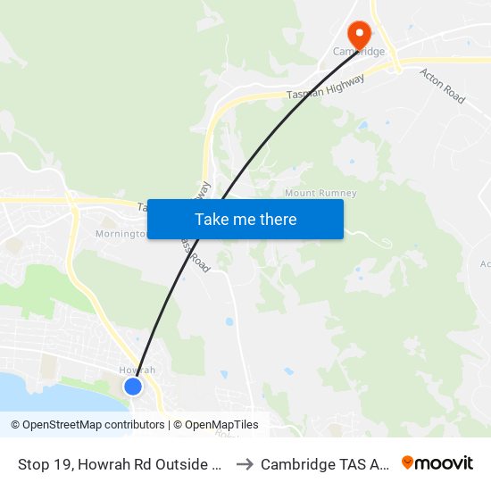 Stop 19, Howrah Rd Outside Howrah Ps to Cambridge TAS Australia map