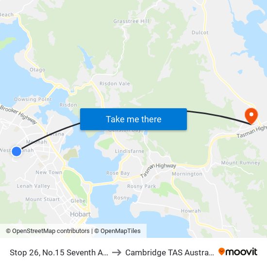 Stop 26, No.15 Seventh Ave to Cambridge TAS Australia map