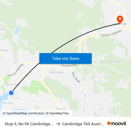 Stop 6, No.96 Cambridge Rd to Cambridge TAS Australia map