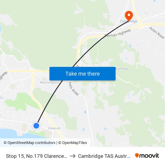 Stop 15, No.179 Clarence St to Cambridge TAS Australia map