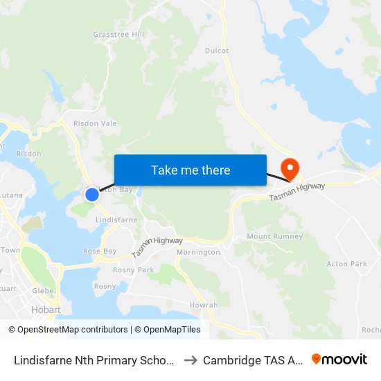 Lindisfarne Nth Primary School Grounds to Cambridge TAS Australia map