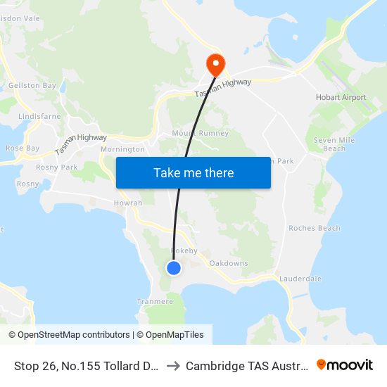Stop 26, No.155 Tollard Drive to Cambridge TAS Australia map