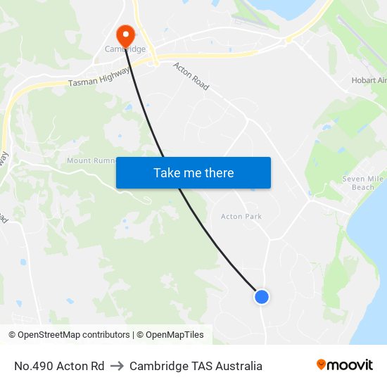 No.490 Acton Rd to Cambridge TAS Australia map
