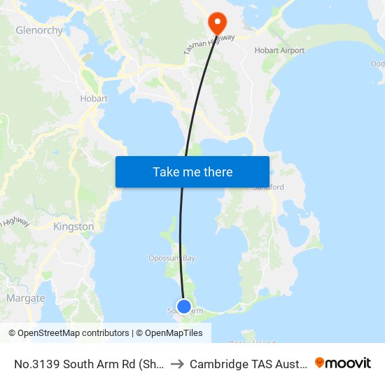 No.3139 South Arm Rd (Shops) to Cambridge TAS Australia map