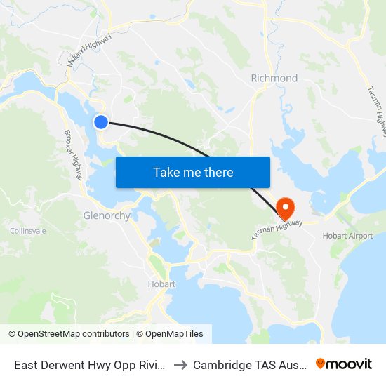 East Derwent Hwy Opp Riviera Dr to Cambridge TAS Australia map