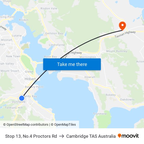 Stop 13, No.4 Proctors Rd to Cambridge TAS Australia map