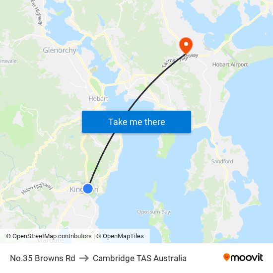 No.35 Browns Rd to Cambridge TAS Australia map