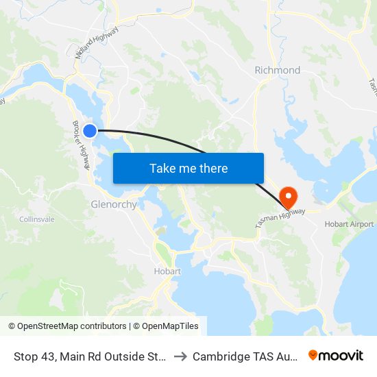 Stop 43, Main Rd Outside St Virgil's to Cambridge TAS Australia map