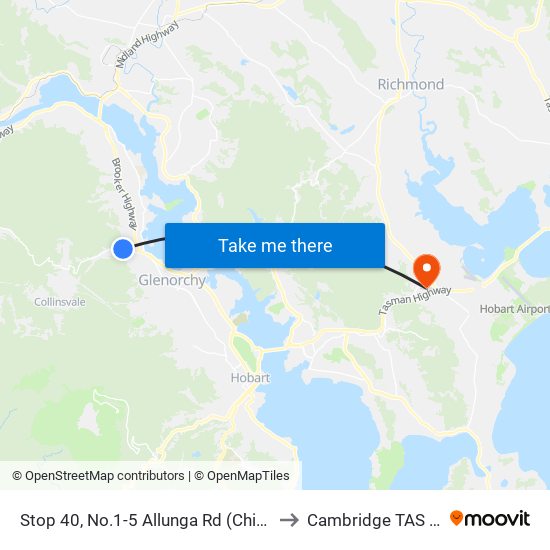 Stop 40, No.1-5 Allunga Rd (Chigwell Junction) to Cambridge TAS Australia map