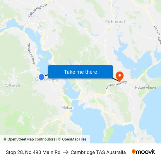Stop 28, No.490 Main Rd to Cambridge TAS Australia map