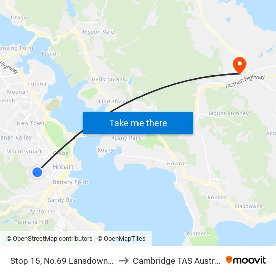 Stop 15, No.69 Lansdowne Cr to Cambridge TAS Australia map
