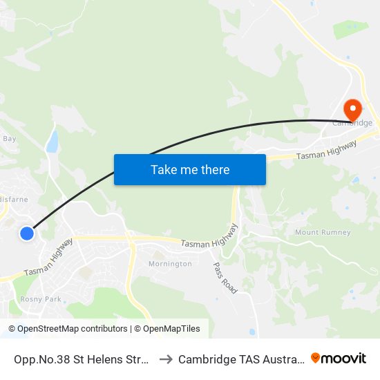 Opp.No.38 St Helens Street to Cambridge TAS Australia map