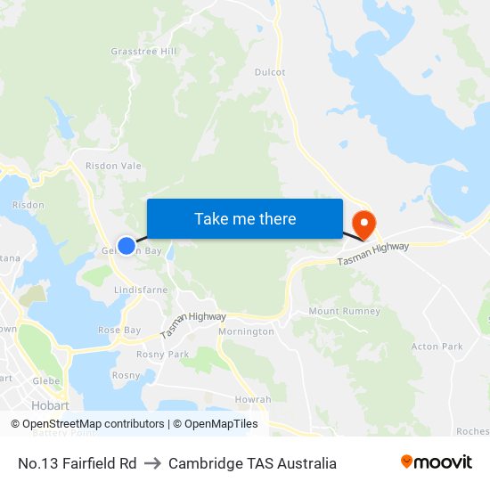 No.13 Fairfield Rd to Cambridge TAS Australia map