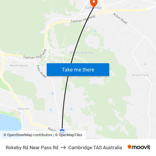 Rokeby Rd Near Pass Rd to Cambridge TAS Australia map