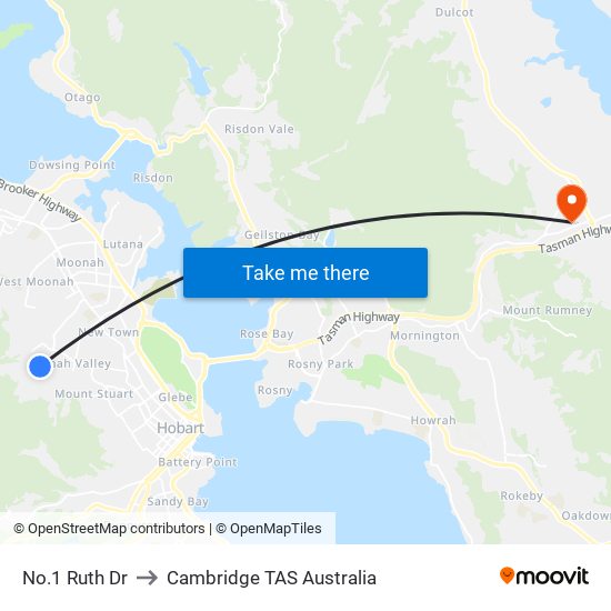 No.1 Ruth Dr to Cambridge TAS Australia map