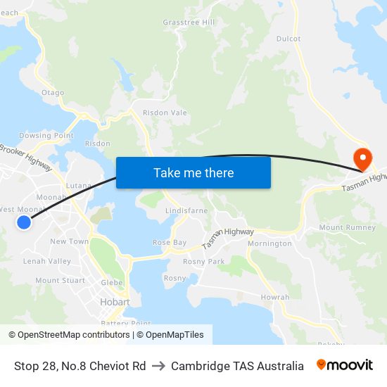 Stop 28, No.8 Cheviot Rd to Cambridge TAS Australia map