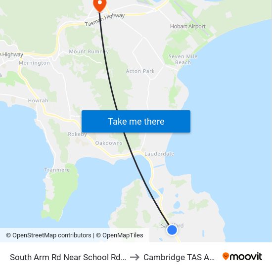 South Arm Rd Near School Rd Junction to Cambridge TAS Australia map