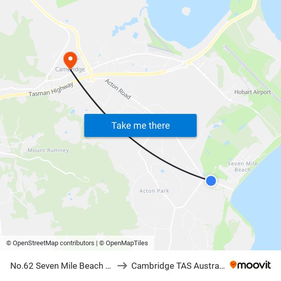 No.62 Seven Mile Beach Rd to Cambridge TAS Australia map