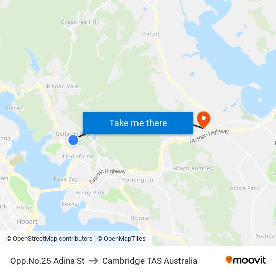 Opp.No.25 Adina St to Cambridge TAS Australia map