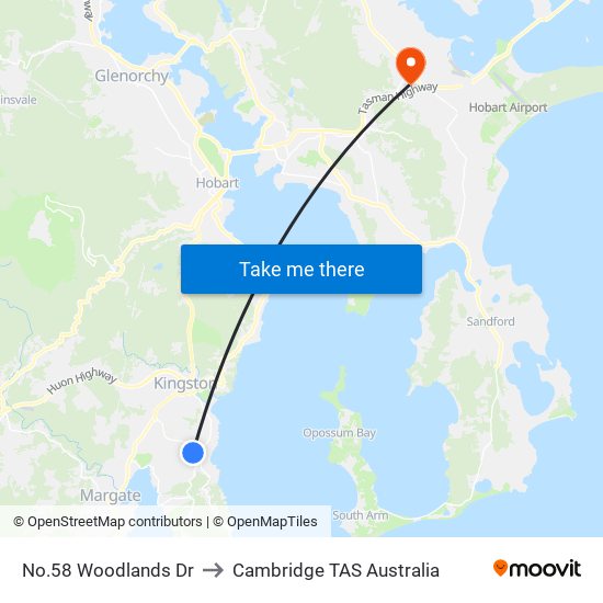 No.58 Woodlands Dr to Cambridge TAS Australia map