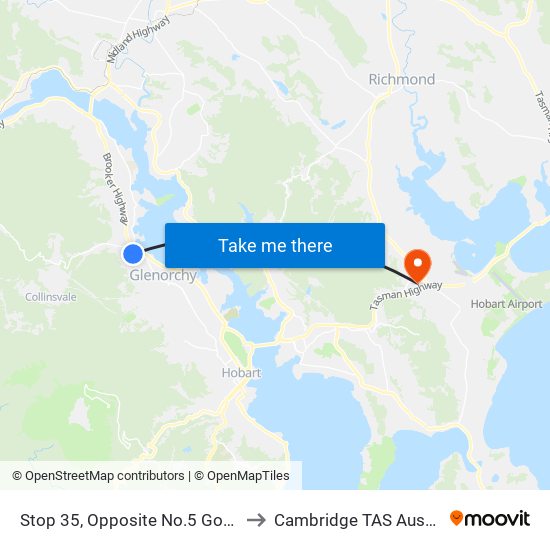 Stop 35, Opposite No.5 Gould Cr to Cambridge TAS Australia map