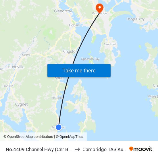 No.4409 Channel Hwy (Cnr Beach Rd) to Cambridge TAS Australia map