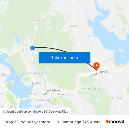 Stop 33, No.66 Sycamore Rd to Cambridge TAS Australia map