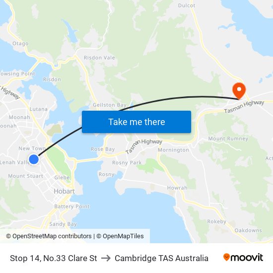 Stop 14, No.33 Clare St to Cambridge TAS Australia map