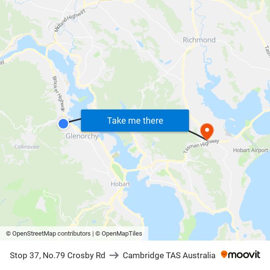 Stop 37, No.79 Crosby Rd to Cambridge TAS Australia map