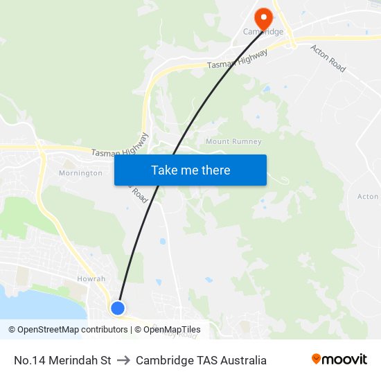 No.14 Merindah St to Cambridge TAS Australia map
