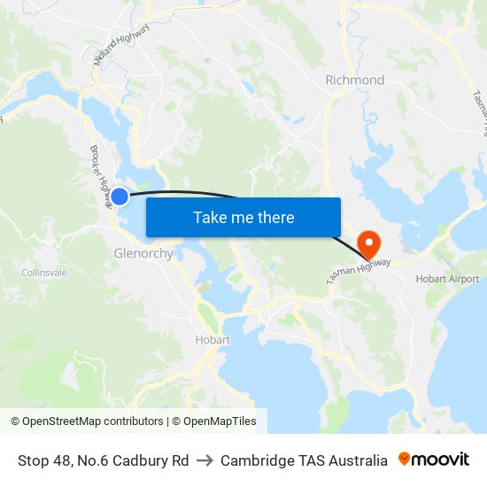 Stop 48, No.6 Cadbury Rd to Cambridge TAS Australia map