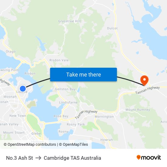 No.3 Ash St to Cambridge TAS Australia map