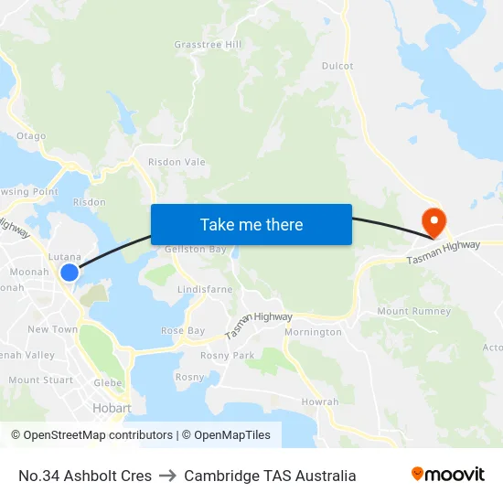 No.34 Ashbolt Cres to Cambridge TAS Australia map