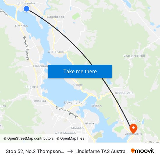 Stop 52, No.2 Thompson Cr to Lindisfarne TAS Australia map