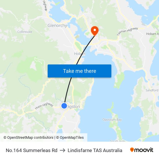 No.164 Summerleas Rd to Lindisfarne TAS Australia map