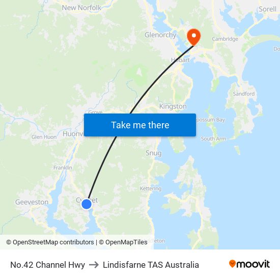 No.42 Channel Hwy to Lindisfarne TAS Australia map