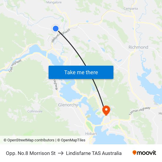 Opp. No.8 Morrison St to Lindisfarne TAS Australia map