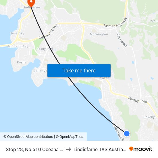Stop 28, No.610 Oceana Dr to Lindisfarne TAS Australia map