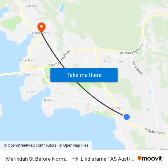 Merindah St Before Norma St to Lindisfarne TAS Australia map