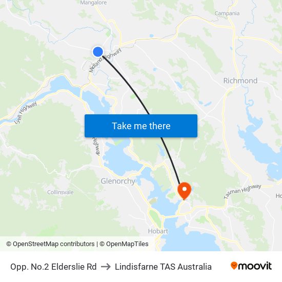 Opp. No.2 Elderslie Rd to Lindisfarne TAS Australia map