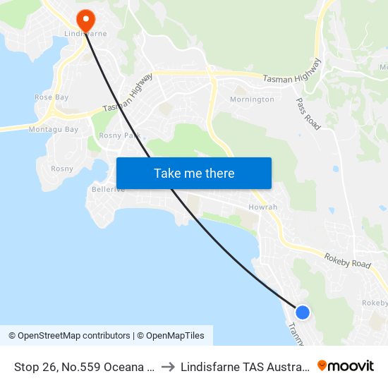 Stop 26, No.559 Oceana Dr to Lindisfarne TAS Australia map