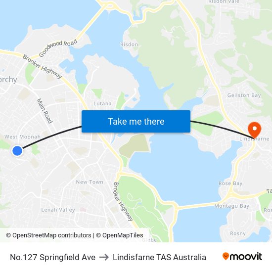 No.127 Springfield Ave to Lindisfarne TAS Australia map