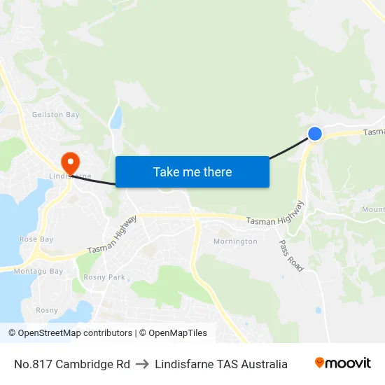 No.817 Cambridge Rd to Lindisfarne TAS Australia map