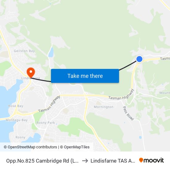 Opp.No.825 Cambridge Rd (Lazy Acres) to Lindisfarne TAS Australia map