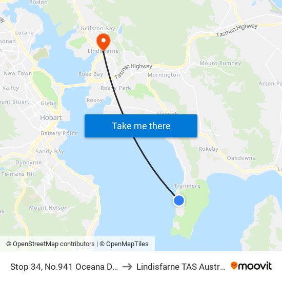 Stop 34, No.941 Oceana Drive to Lindisfarne TAS Australia map