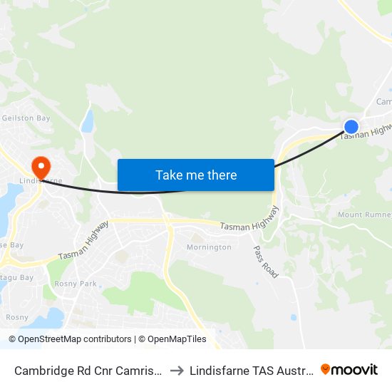 Cambridge Rd Cnr Camrise Dr to Lindisfarne TAS Australia map