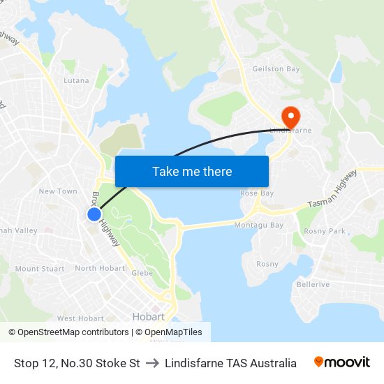 Stop 12, No.30 Stoke St to Lindisfarne TAS Australia map