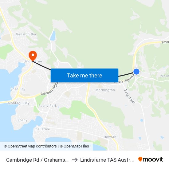 Cambridge Rd / Grahams Rd to Lindisfarne TAS Australia map