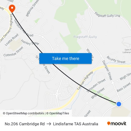 No.206 Cambridge Rd to Lindisfarne TAS Australia map