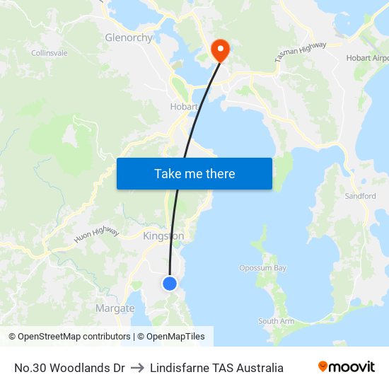 No.30 Woodlands Dr to Lindisfarne TAS Australia map